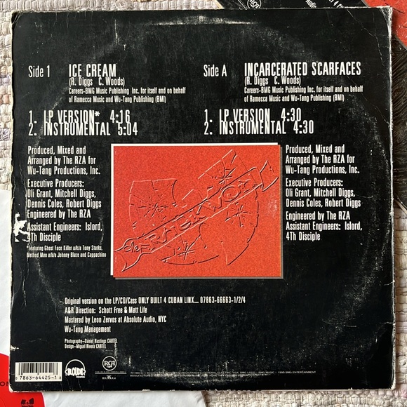 Raekwon - “Ice Cream / Incarcerated Scrafaces” Vinyl 12” Single - Picture 2 of 5